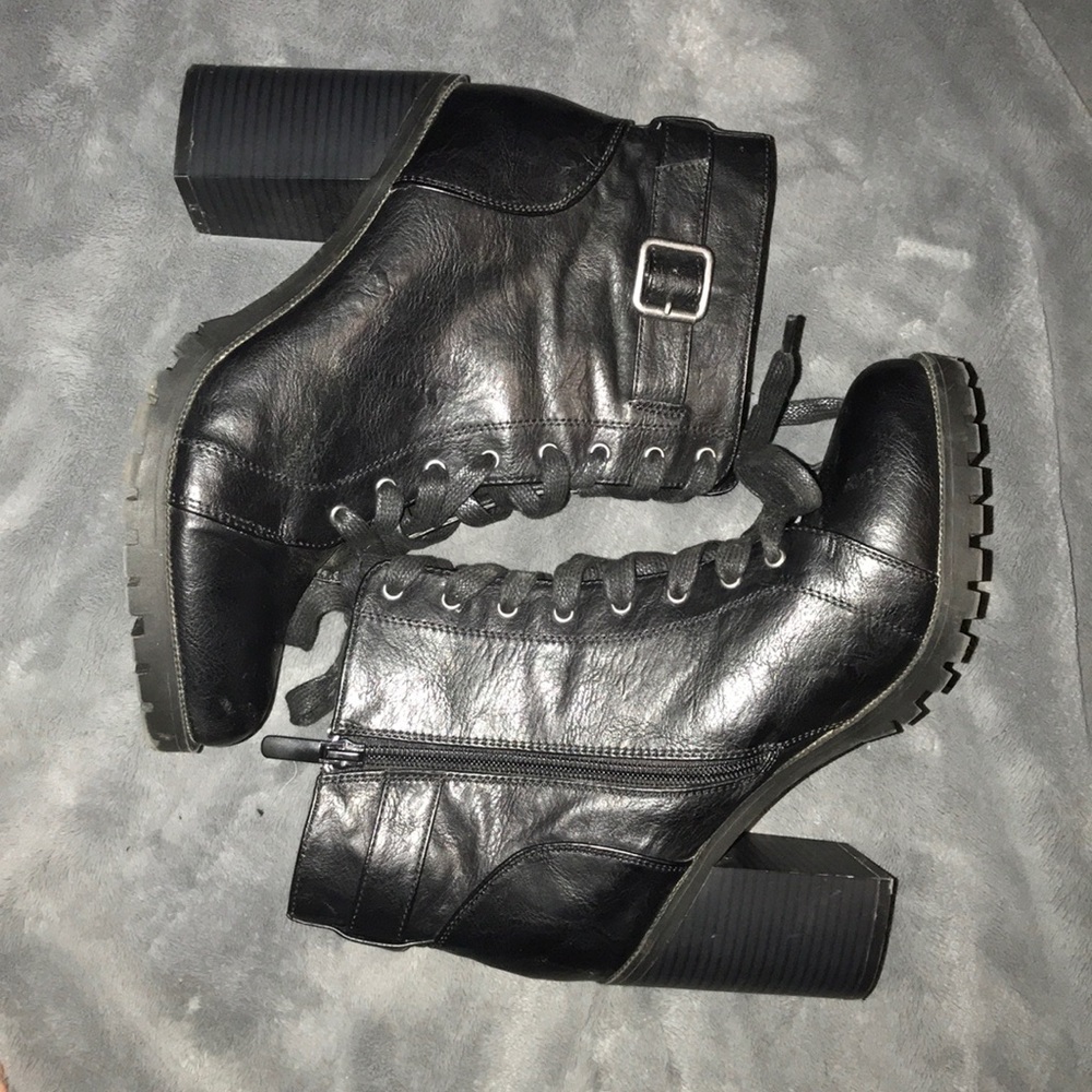 Torrid Lace Up High Heeled Combat Boot